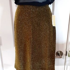 NWT, Michael Michael Kors, Blk & Gold Basics, Poly Blend Skirt, Size Small